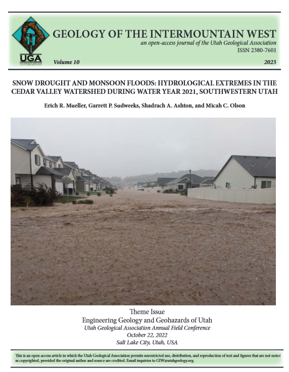 Flooding of residential areas in Cedar City, Utah, following an intense thunderstorm on July 26th, 2021. Photograph by Shawn Glover, courtesy of St. George News/STGnews.com.